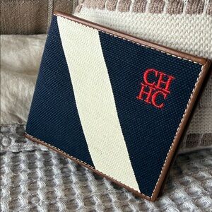 Carolina Herrera Navy nautical canvas wallet